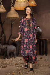 2-PC Printed Silk Shirt with Qlot Trouser CPM22-116 B